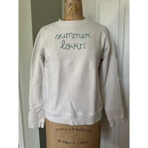 Lingua Franca X Stateside Embroidered Sweater S/M SUMMER LOVIN ‘white Blue